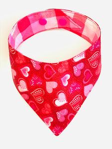 Reversible Hearts and Plaid Snap Bandana