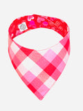 Reversible Hearts and Plaid Snap Bandana