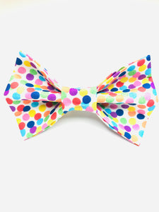 Birthday Dots White Bow Tie