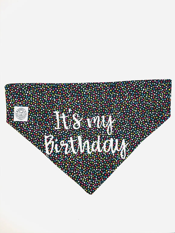 It’s My Birthday Black Dot Slide Bandana