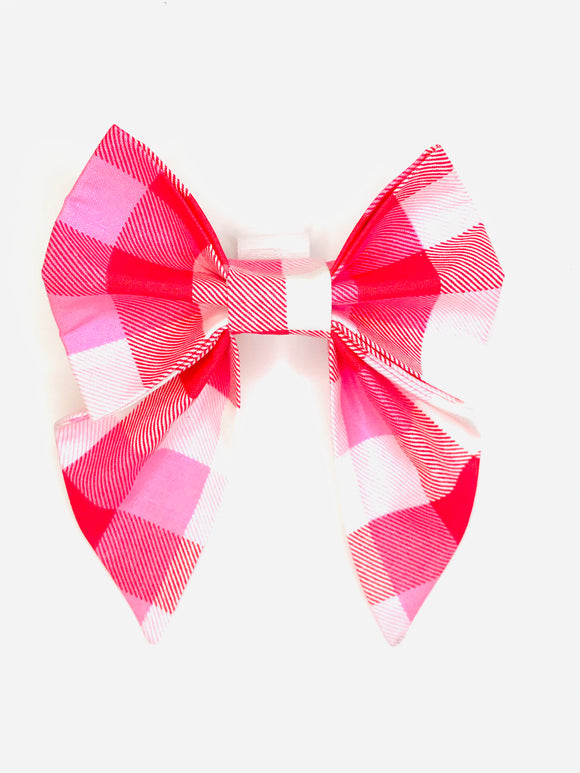 Pink Plaid Sailor Bow