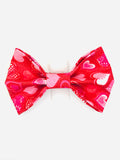 Pink Hearts on Red Bow Tie