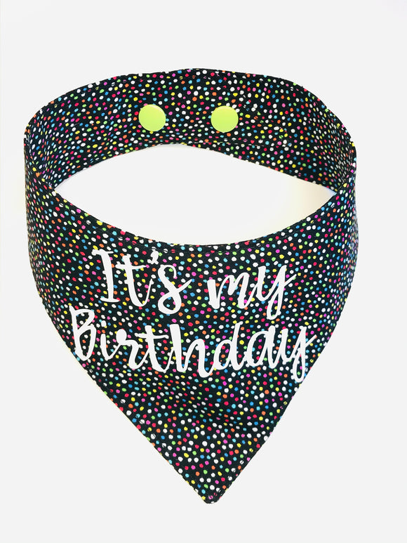 It’s My Birthday Black Dot Snap Bandana